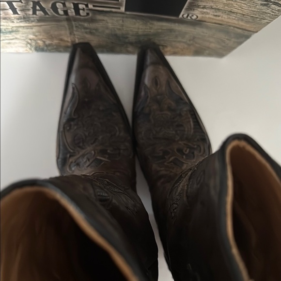 Corral Vintage Brown Lizard Inlay Pointed Toe - Picture 5 of 12